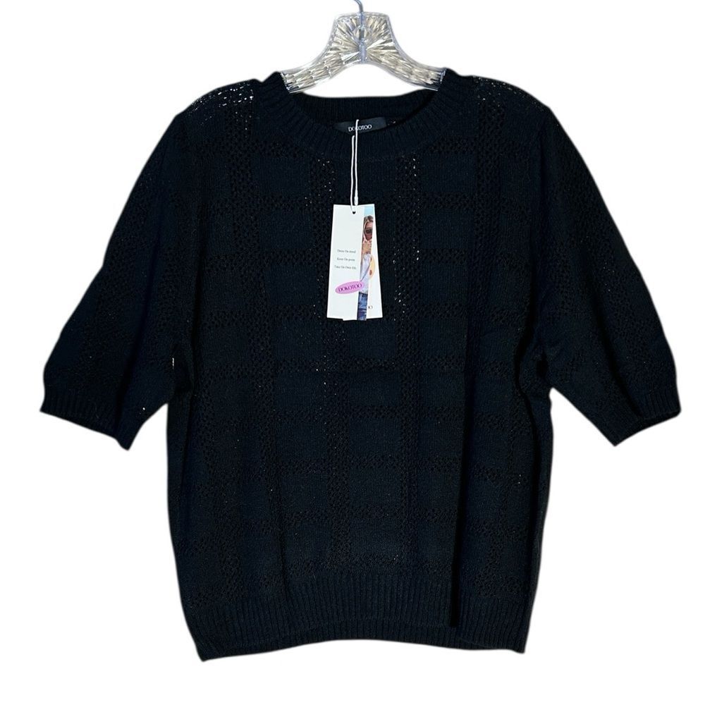 NEW Dokotoo Elegant Black Knit Crewneck Sweater